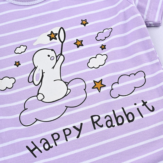 Infant Basic Romper (Unisex) Happy Rabbit-Purple