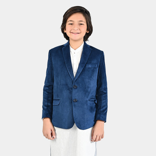 Boys Suede Blazer-Royal Blue