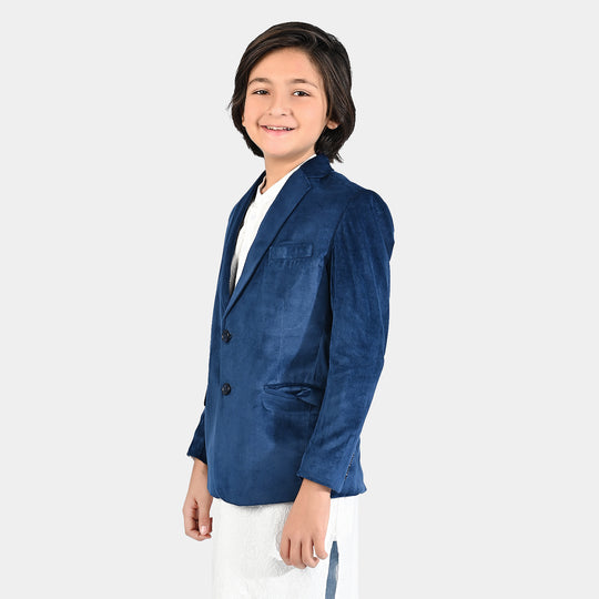 Boys Suede Blazer-Royal Blue