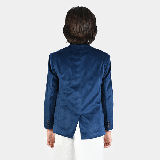 Boys Suede Blazer-Royal Blue