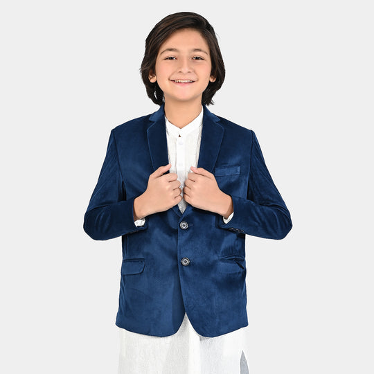 Boys Suede Blazer-Royal Blue