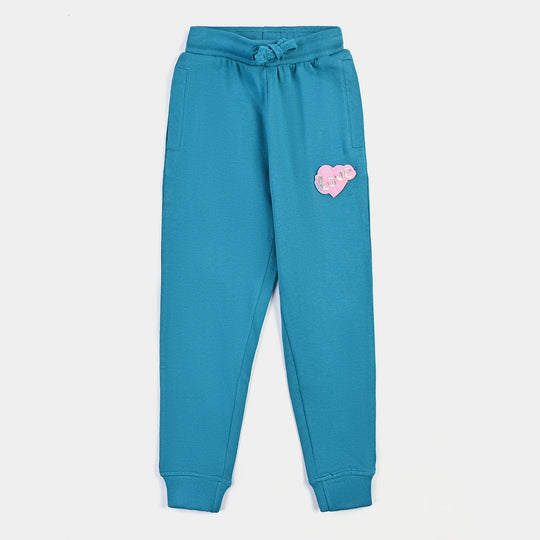 Girls Cotton Terry Jersey Pyjama LOVE-Blue