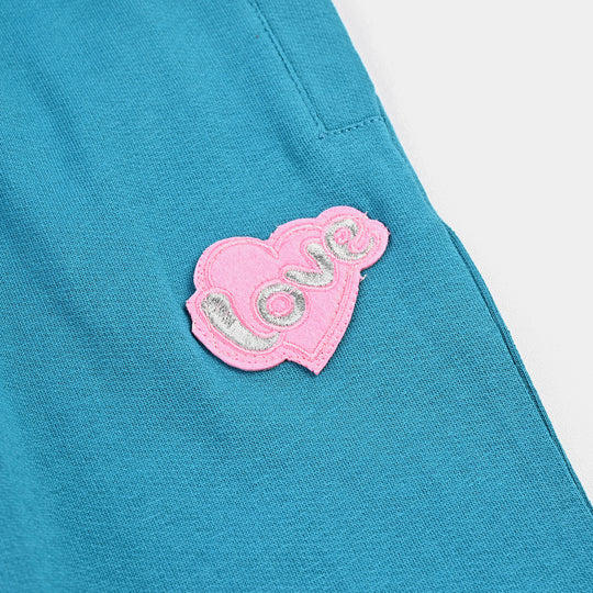 Girls Cotton Terry Jersey Pyjama LOVE-Blue