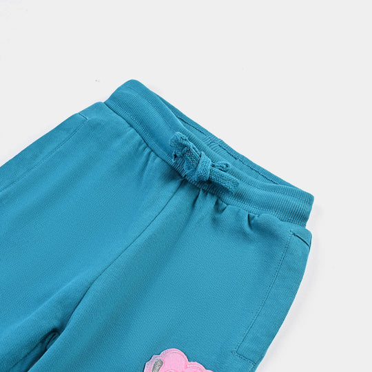 Girls Cotton Terry Jersey Pyjama LOVE-Blue