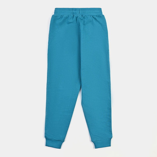 Girls Cotton Terry Jersey Pyjama LOVE-Blue