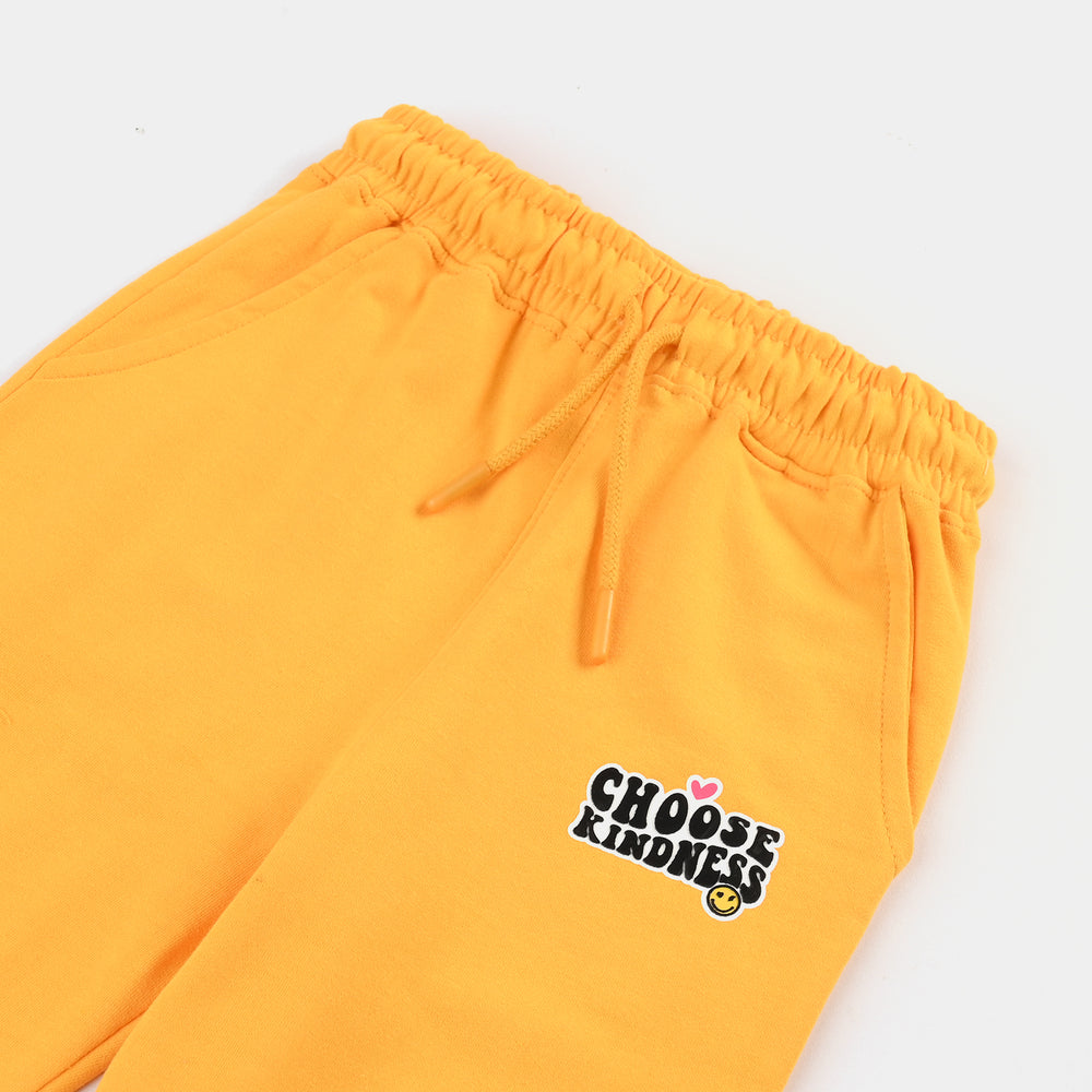 Girls Cotton Terry Jersey Pyjama CHOOSE KNIDNESS-Citrus