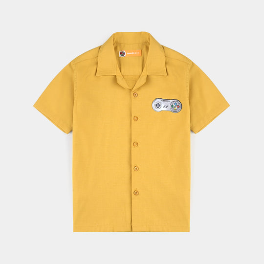 Boys Cotton Dobby Casual Shirt H/S (Game Boys)-Yellow