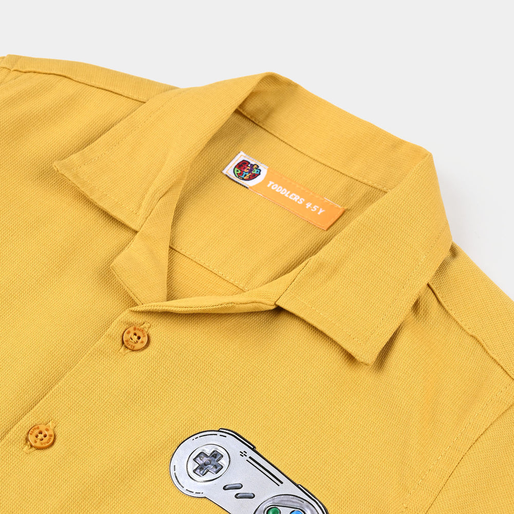 Boys Cotton Dobby Casual Shirt H/S (Game Boys)-Yellow