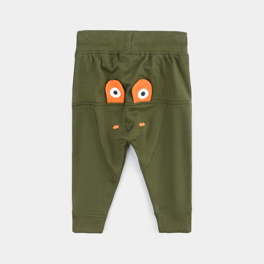 Infant Boys Cotton Terry Sleeping Pyjama Eyes-Chive