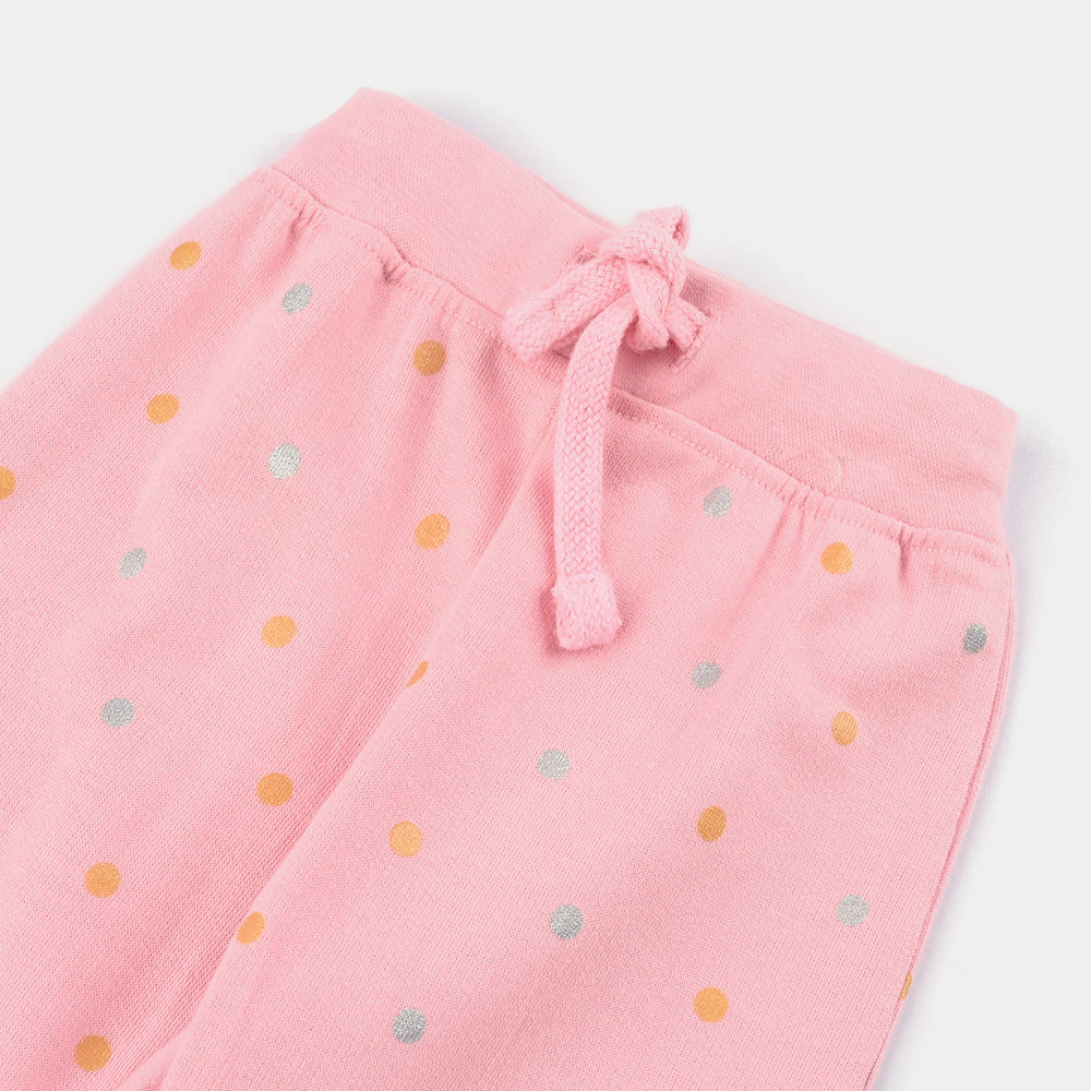 Infant Girls Cotton Terry Sleeping Pyjama Polka Dots-C.Pink
