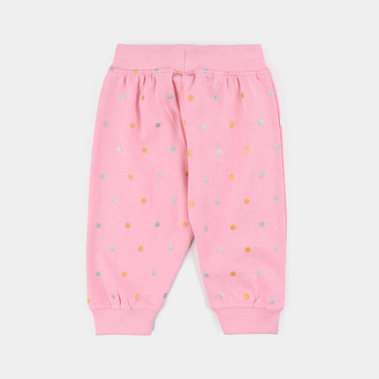 Infant Girls Cotton Terry Sleeping Pyjama Polka Dots-C.Pink