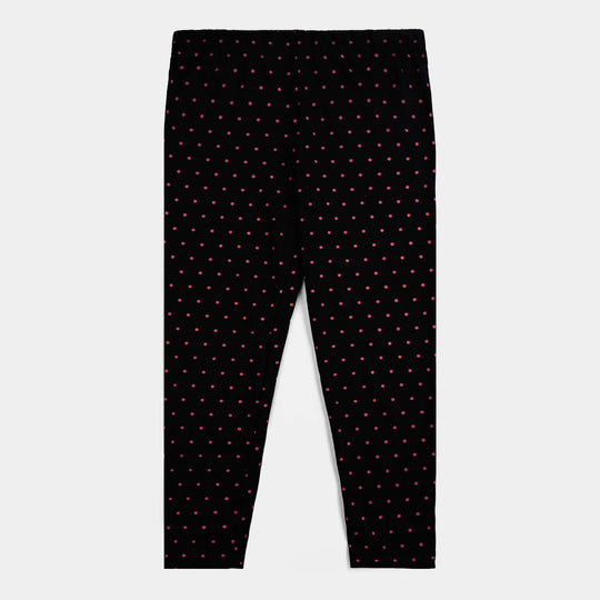 Girls Poly Cotton Jersey Night Suit All Dots-Jet Black