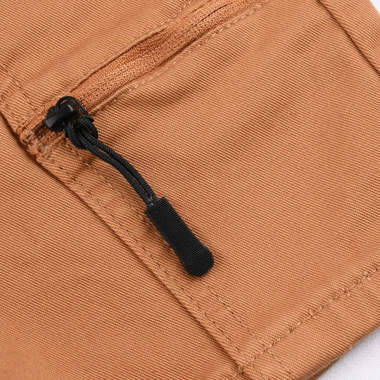 Boys Cotton Twill Short Good Vibes-BROWN