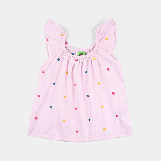 Infant Girls Shirting Emb Top Pink Stripes