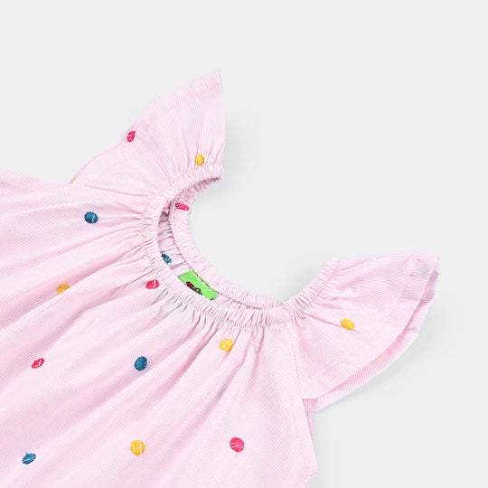 Infant Girls Shirting Emb Top Pink Stripes