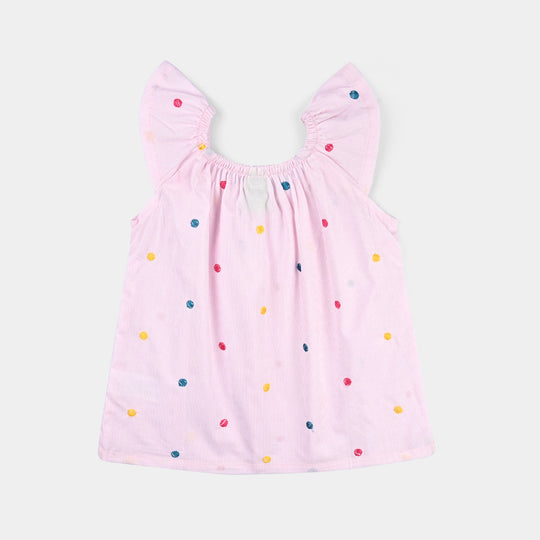 Infant Girls Shirting Emb Top Pink Stripes