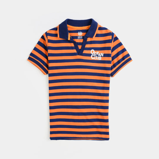 Boys Jumbo Pique 2 Piece Ocean Club-Orange/Navy