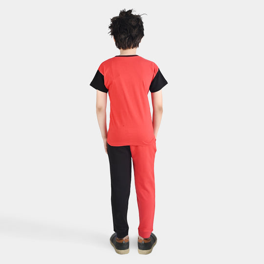 Boys Jersey/Terry 2 Piece Suit Brooklyn-Red/Black