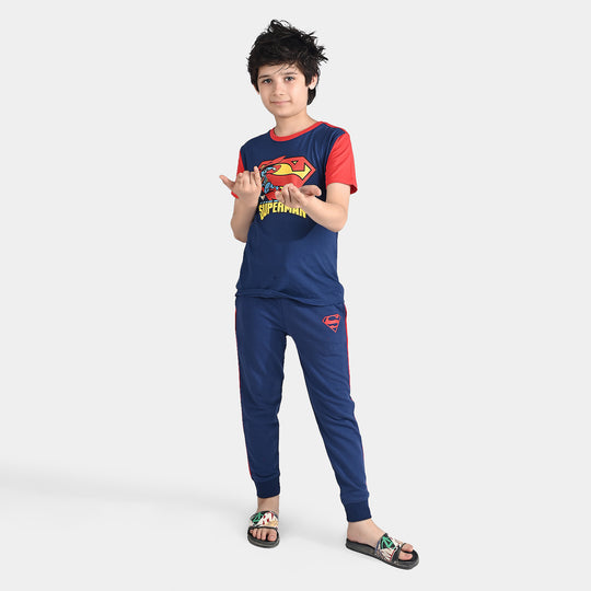 Boys Jersey/Terry 2 Piece Suit-C.Blue