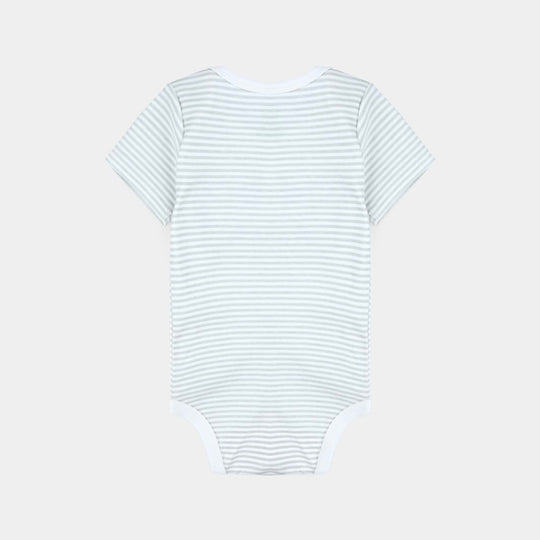 Infant Unisex Cotton Interlock Romper Daddy Buddy-White