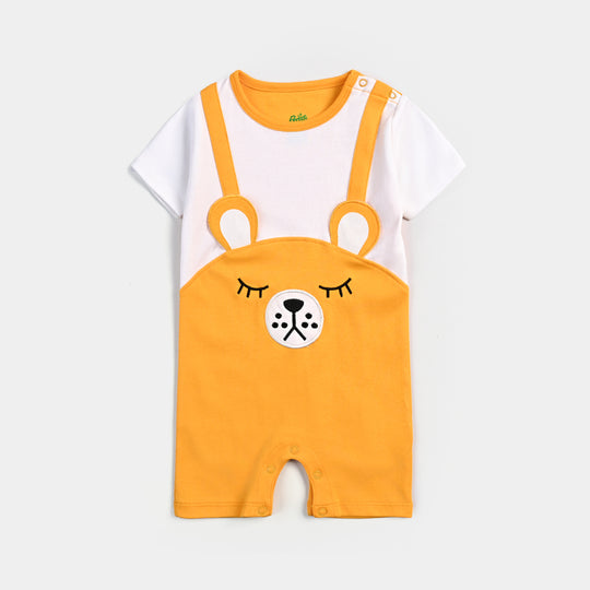 Infant Boys Cotton Interlock Romper Sleeping Bear-Citrus