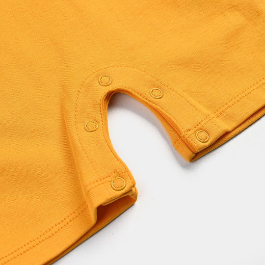 Infant Boys Cotton Interlock Romper Sleeping Bear-Citrus