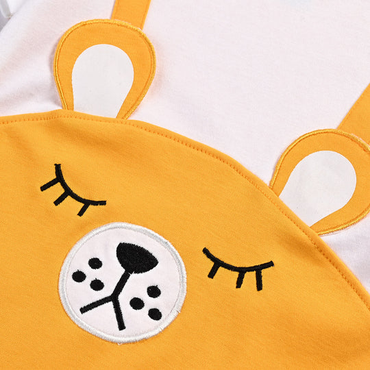 Infant Boys Cotton Interlock Romper Sleeping Bear-Citrus