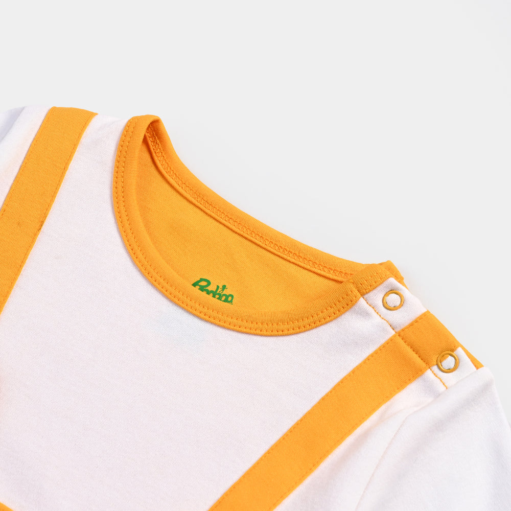 Infant Boys Cotton Interlock Romper Sleeping Bear-Citrus