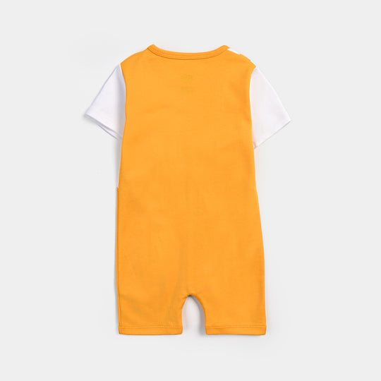Infant Boys Cotton Interlock Romper Sleeping Bear-Citrus