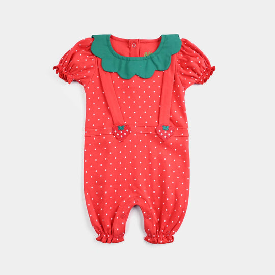 Infant Girls Cotton Interlock Romper Strawberry