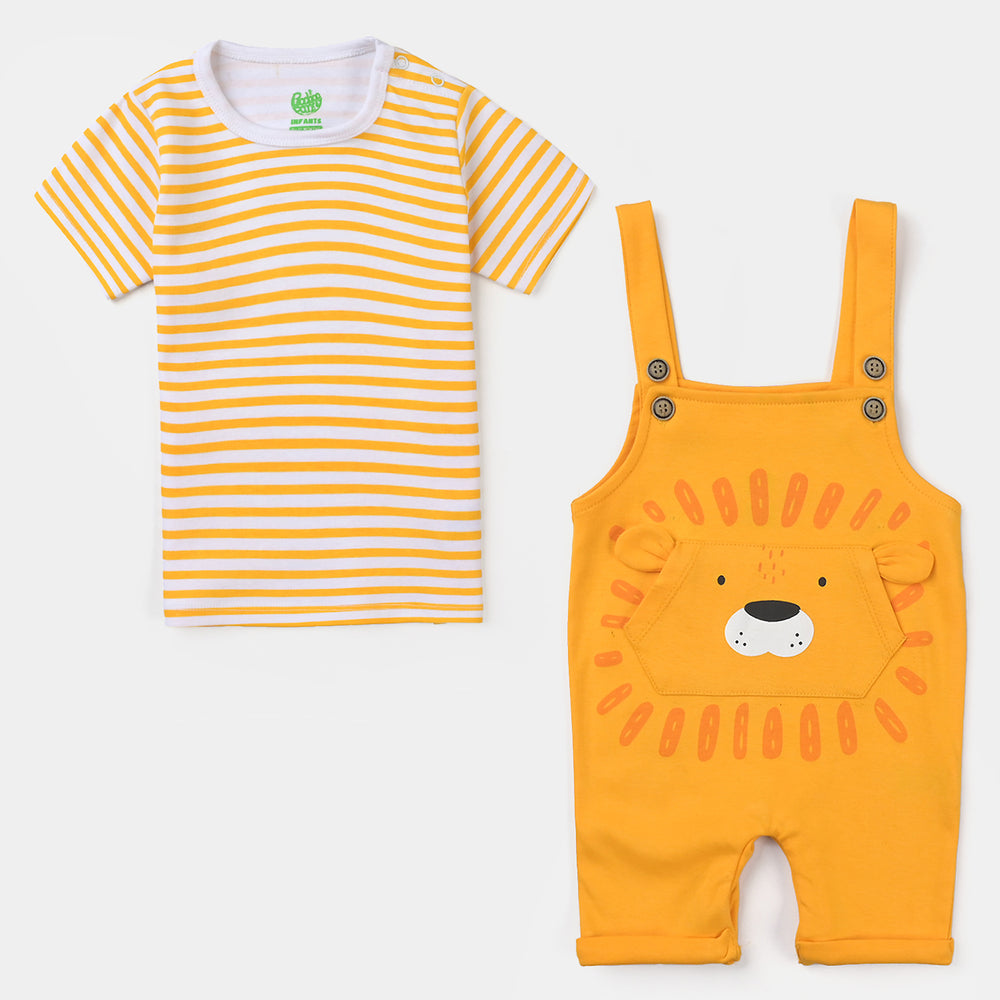 Infant Girls Cotton Interlock Suit Lion-Citrus