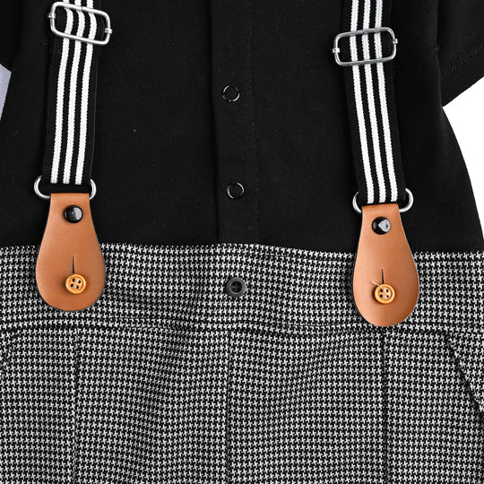 Infant Boys Cotton Interlock Romper BLACK SPENDER STYLE-Jet Black