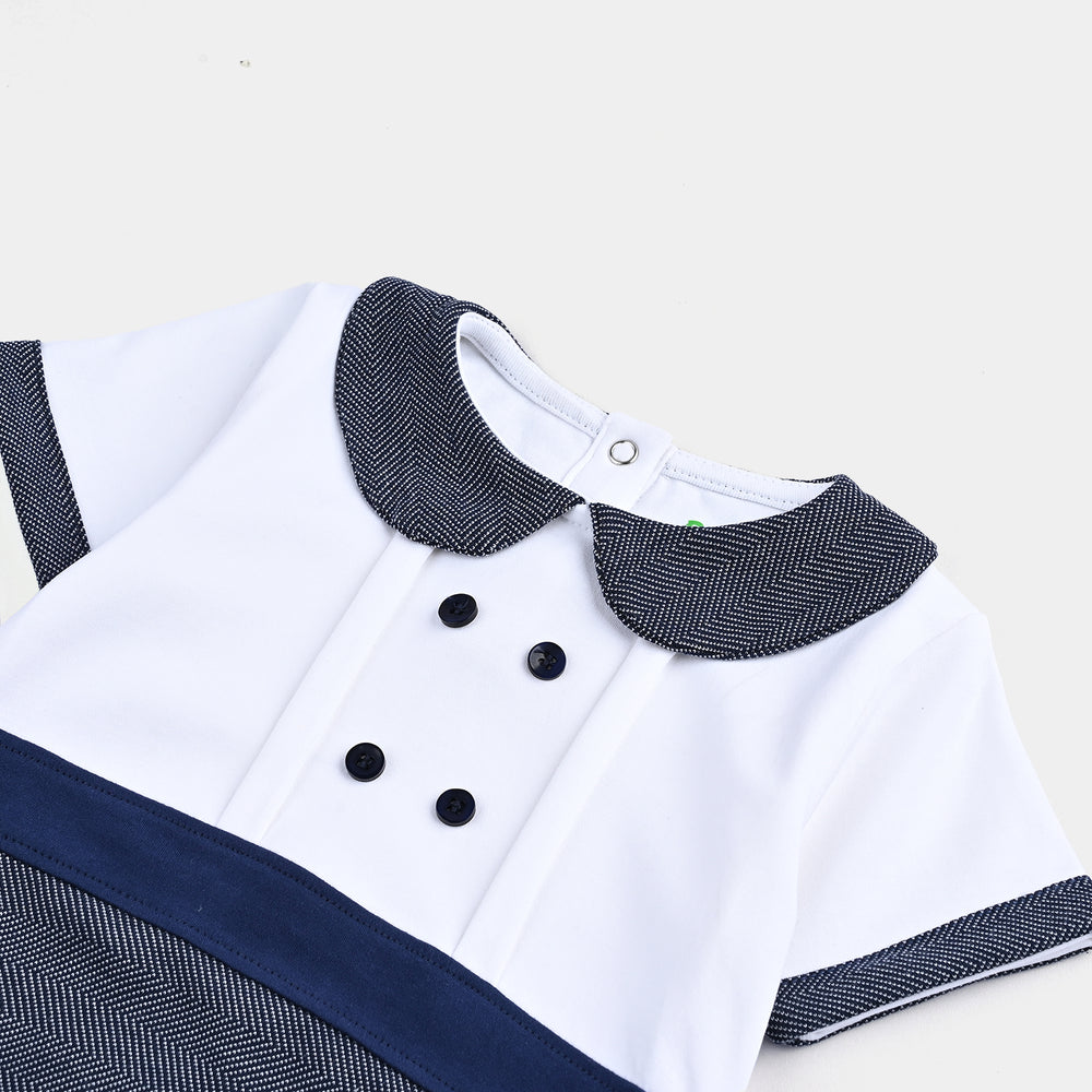 Infant Boys Cotton Interlock Romper PLEATS STYLE