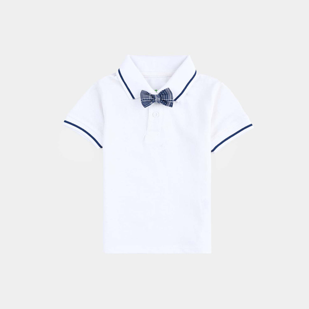 Infant Boys Cotton Interlock Suit SUSPENDER WITH POLO-White