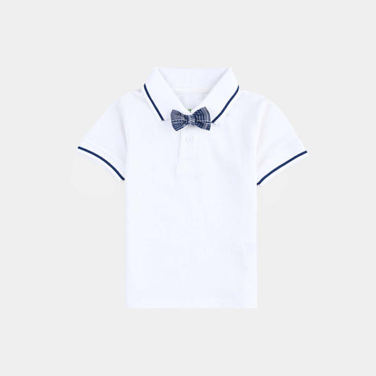 Infant Boys Cotton Interlock Suit SUSPENDER WITH POLO-White