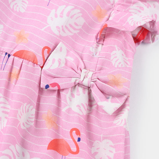 Infant Girls Cotton Poplin Casual Top Flamingo-Pink