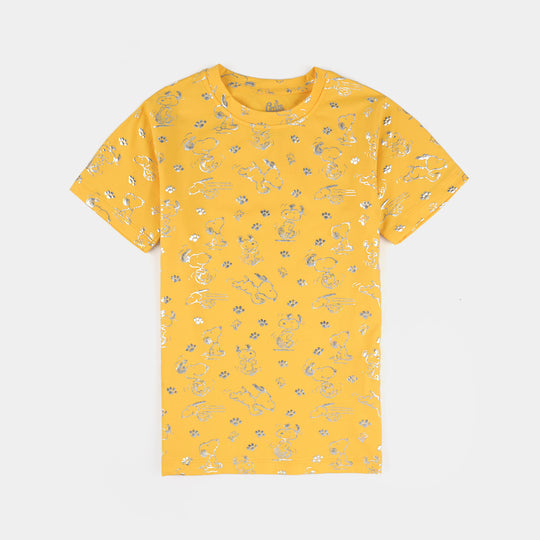 Girls Lycra Jersey T-Shirt H/S-Yellow