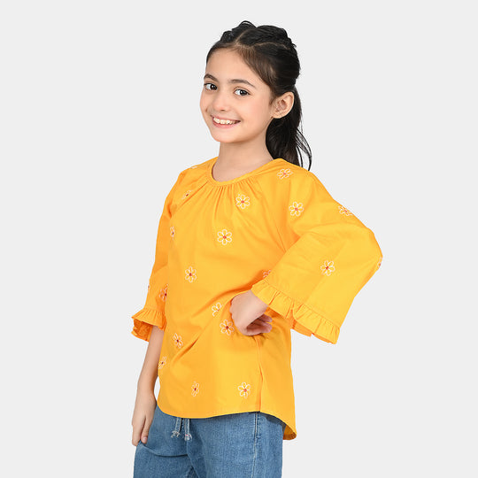 Girls Cotton Emb Top Day Lilly-Citrus
