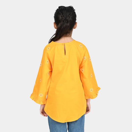 Girls Cotton Emb Top Day Lilly-Citrus