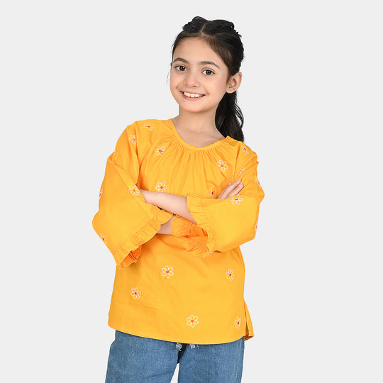 Girls Cotton Emb Top Day Lilly-Citrus