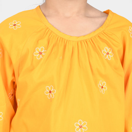 Girls Cotton Emb Top Day Lilly-Citrus