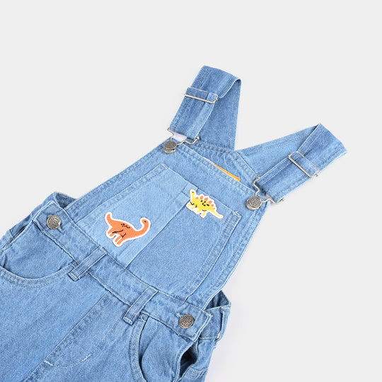 Boys Denim rigid Dangri Dinosaur-Mid Blue