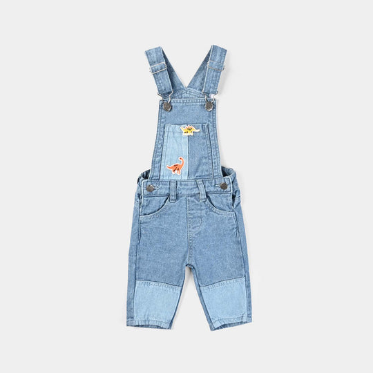 Infant Boys Denim rigid Dangri Dinosaur-Mid Blue