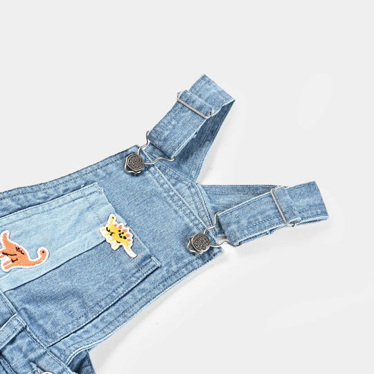 Infant Boys Denim rigid Dangri Dinosaur-Mid Blue