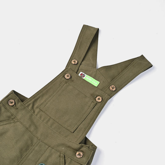 Infant Boys Cotton Twill Dangri Happy Times-Olive.Green