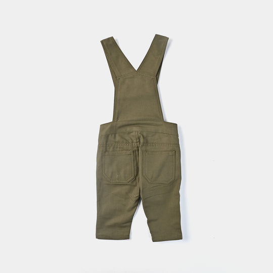 Infant Boys Cotton Twill Dangri Happy Times-Olive.Green