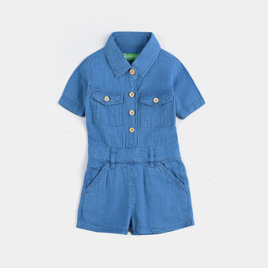 Infant Girls Denim rigid Dungaree The Cutest-Light Blue