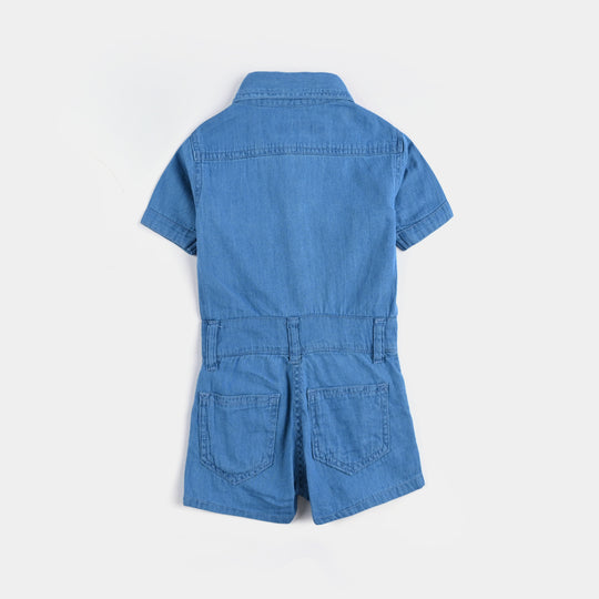 Infant Girls Denim rigid Dungaree The Cutest-Light Blue