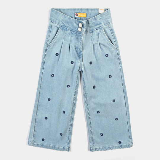 Girls Denim Stretch Pant Pearl Lue Floral-LT.Blue