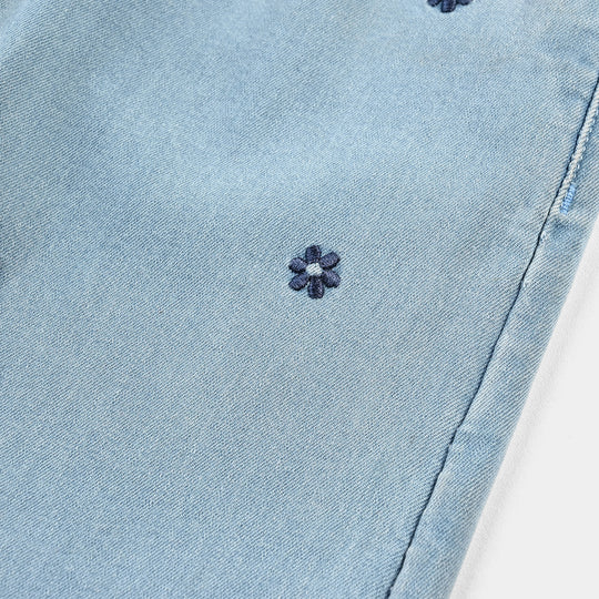 Girls Denim Stretch Pant Pearl Lue Floral-LT.Blue